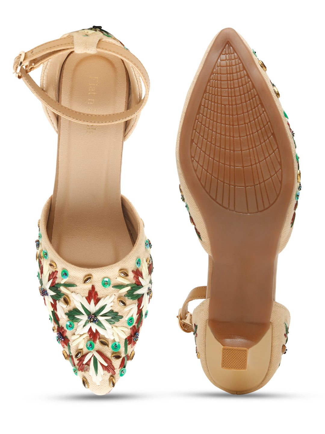 Embroidered Kitten Heels