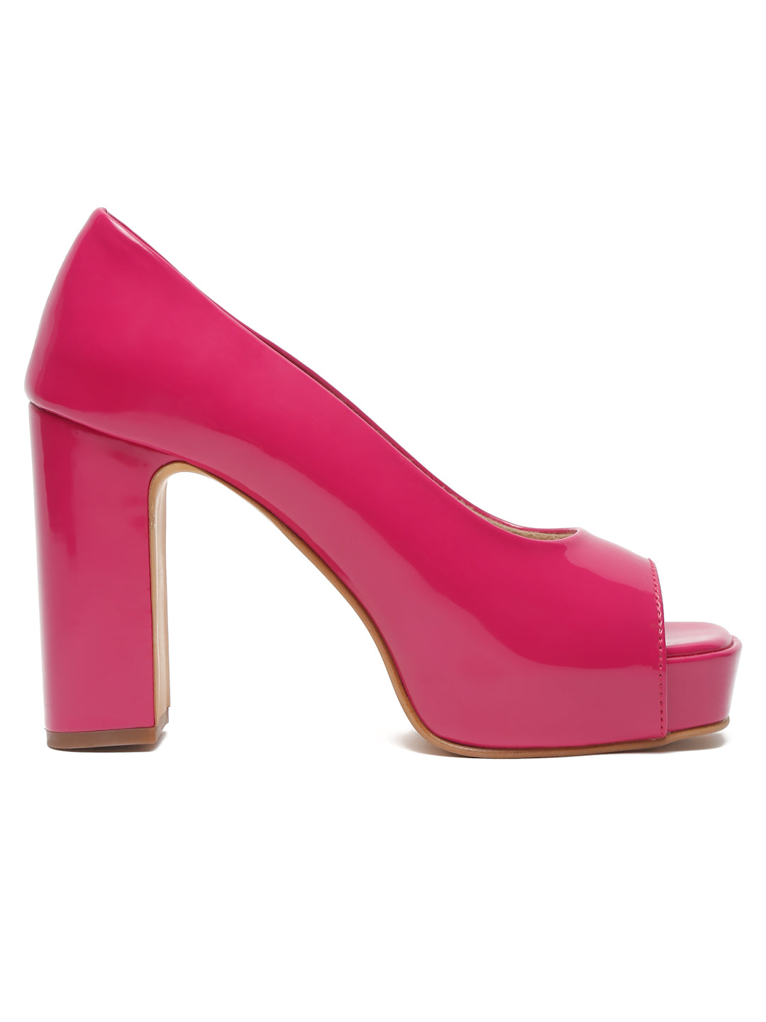 Women's Peep-Toe beige block heels | Elegant High Heels for women by Flat n Heels
