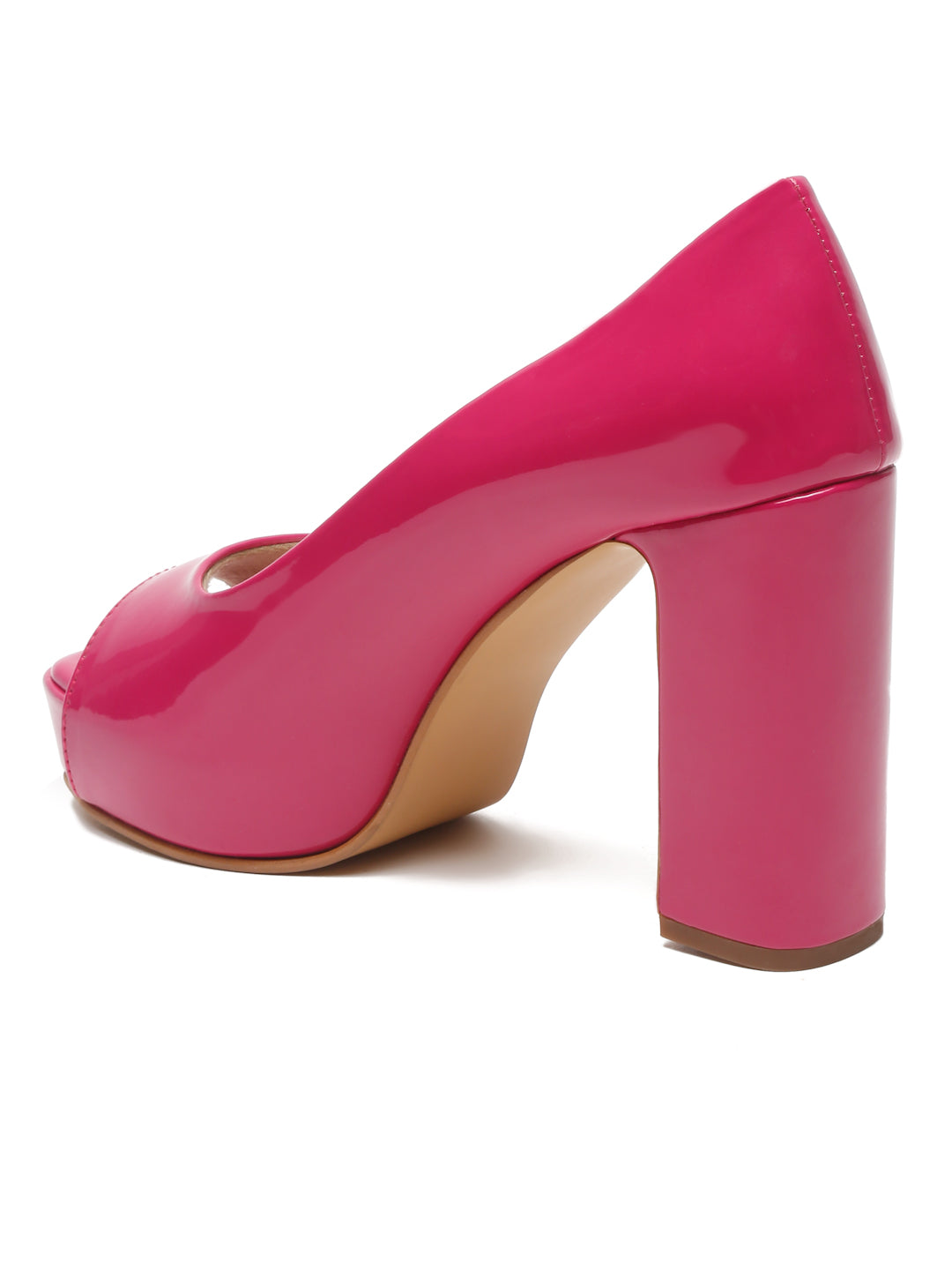 Women's Peep-Toe beige block heels | Elegant High Heels for women by Flat n Heels