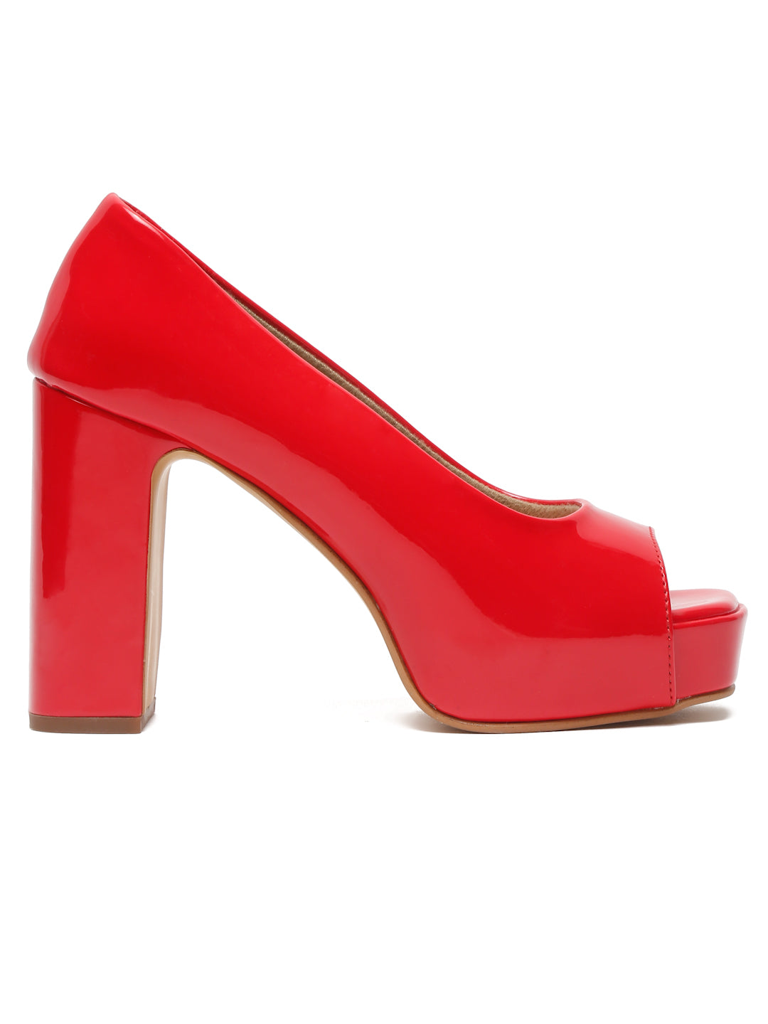 Women's Peep-Toe beige block heels | Elegant High Heels for women by Flat n Heels