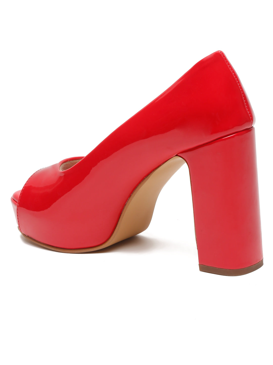 Women's Peep-Toe beige block heels | Elegant High Heels for women by Flat n Heels
