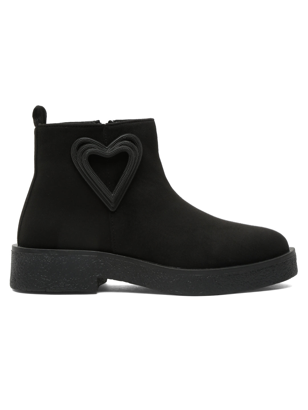 Heart Ancle black embellished boots – Trendy & Comfortable Black Boots