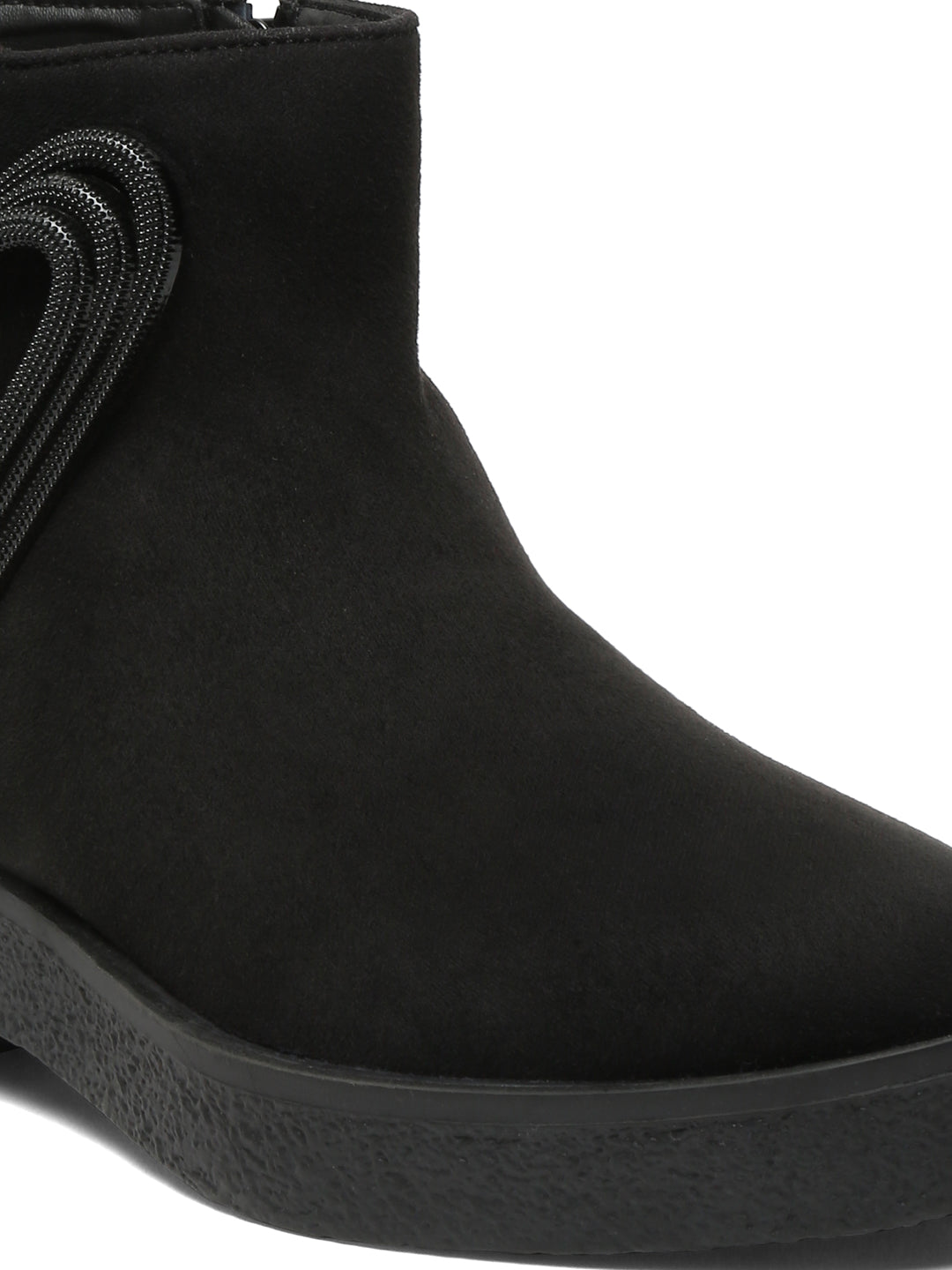 Heart Ancle black embellished boots – Trendy & Comfortable Black Boots
