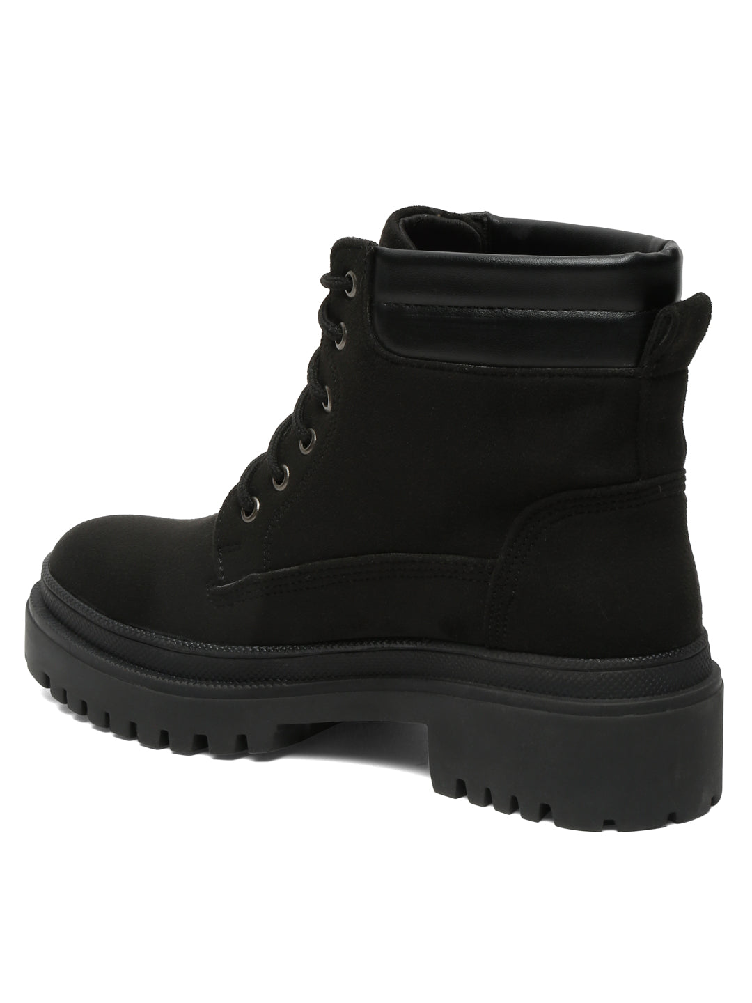 Black Suede Lace-Up Boots with Chunky Sole for Ultimate Comfort and Style