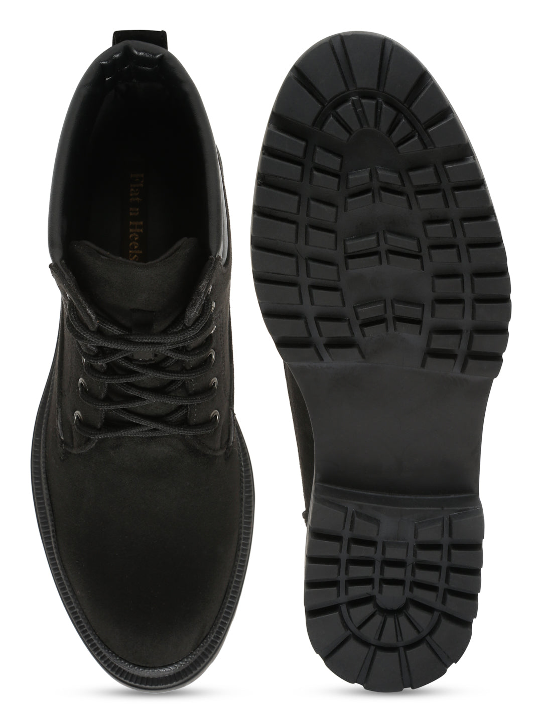 Black Suede Lace-Up Boots with Chunky Sole for Ultimate Comfort and Style
