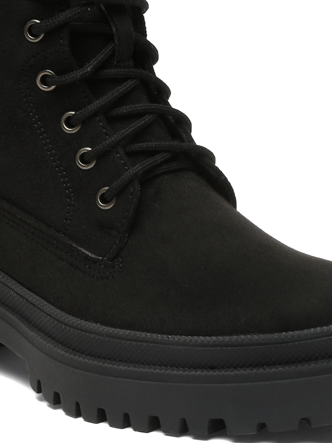 Black Suede Lace-Up Boots with Chunky Sole for Ultimate Comfort and Style