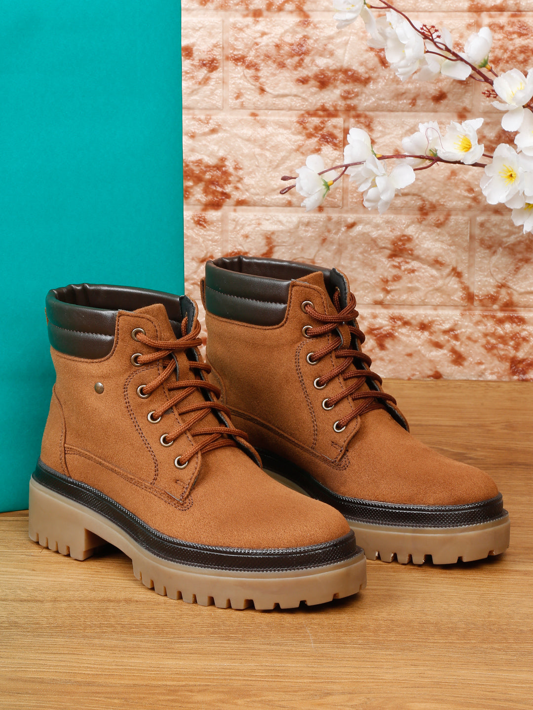 Black Suede Lace-Up Boots with Chunky Sole for Ultimate Comfort and Style