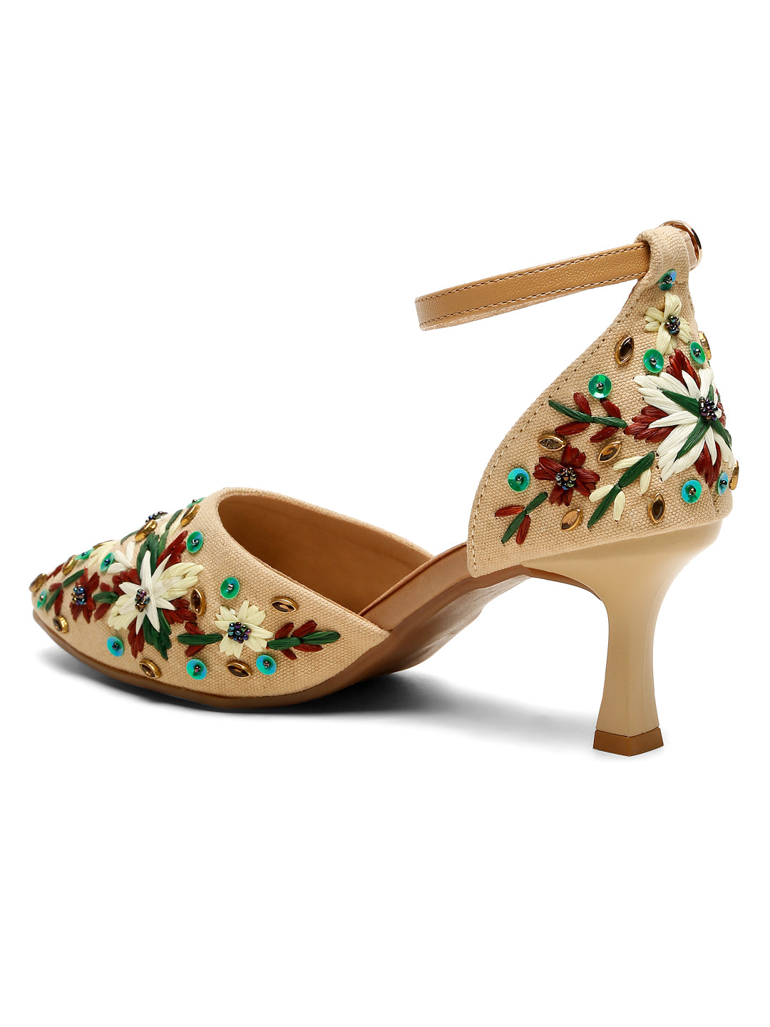 Embroidered Kitten Heels