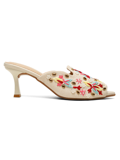 Beige Low-Heel Sandals
