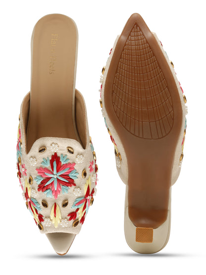 Beige Low-Heel Sandals