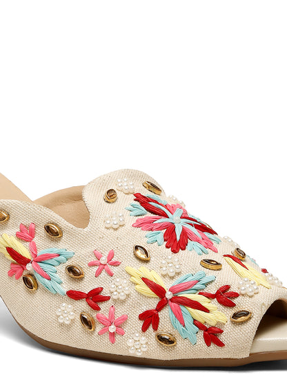 Beige Low-Heel Sandals