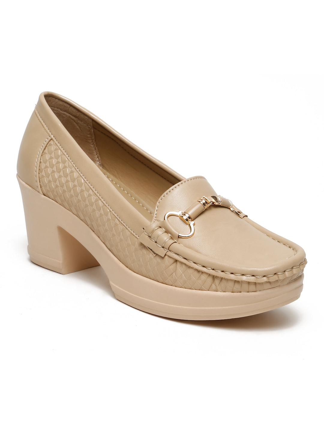 Flat n Heels Women's Beige Slip-On Loafers