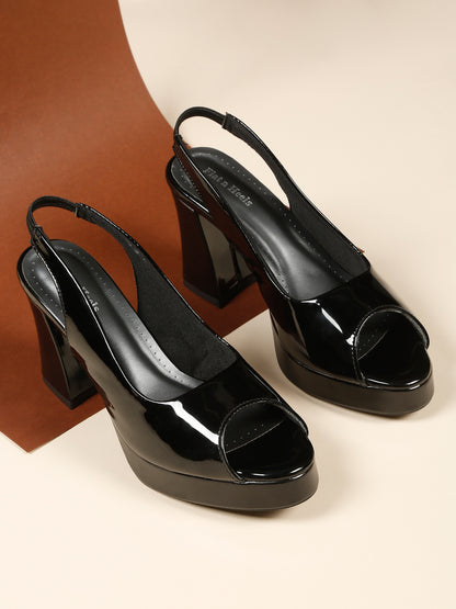 Glossy Black Platform Pump