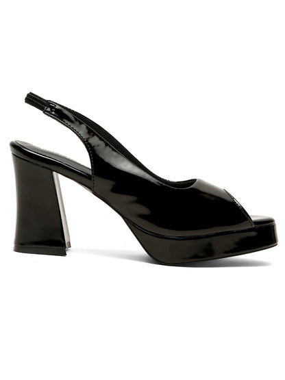 Glossy Black Platform Pump