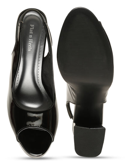 Glossy Black Platform Pump