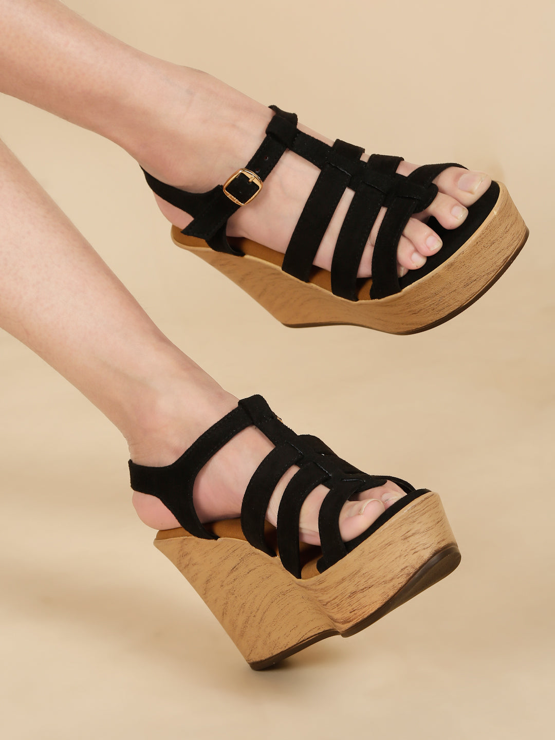 Wedge Sandals with Suede Upper