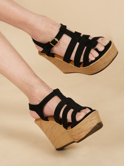 Wedge Sandals with Suede Upper