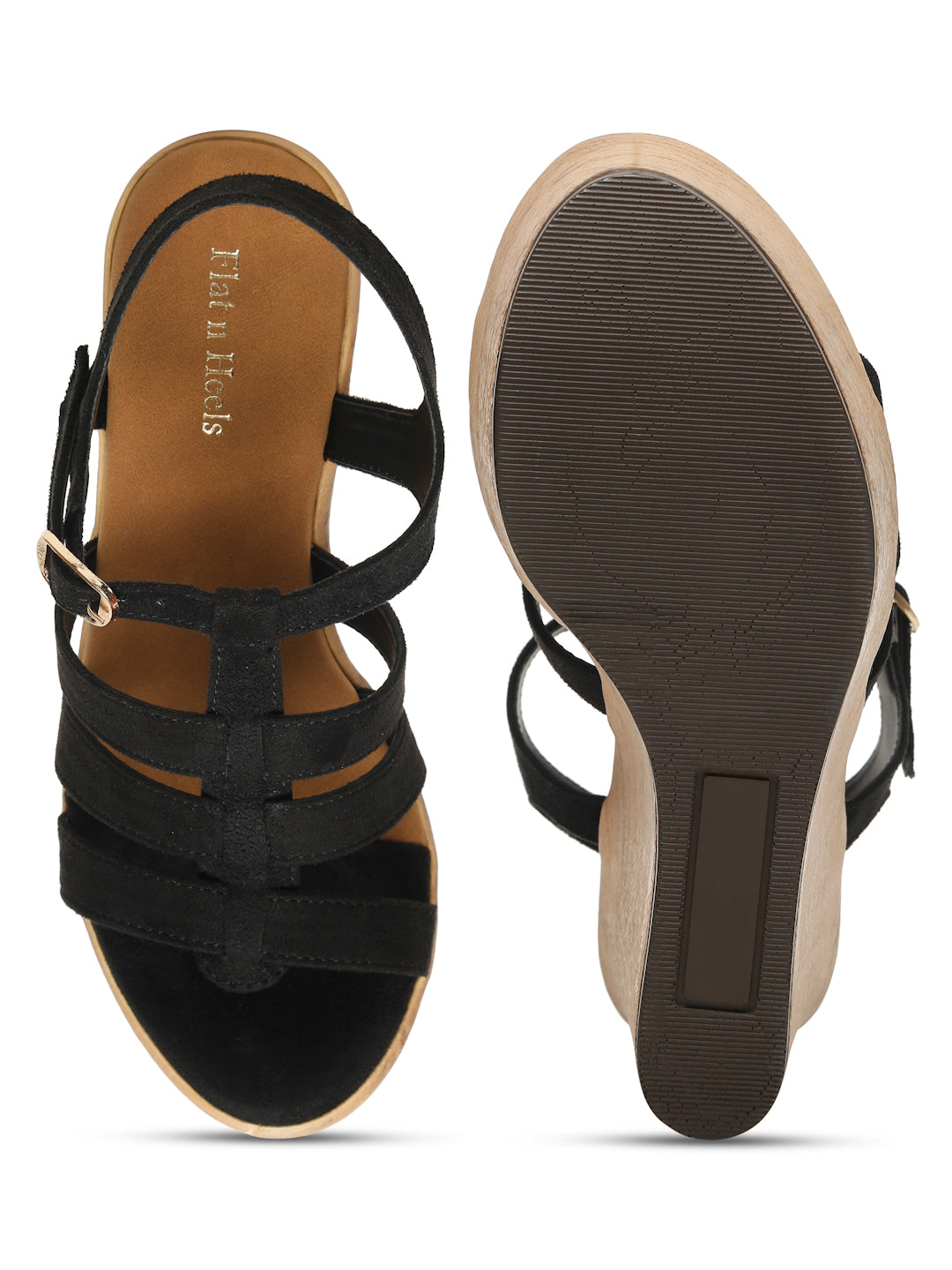 Wedge Sandals with Suede Upper