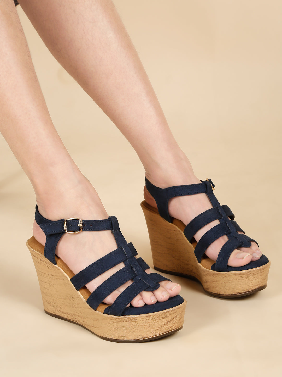 Wedge Sandals with Suede Upper