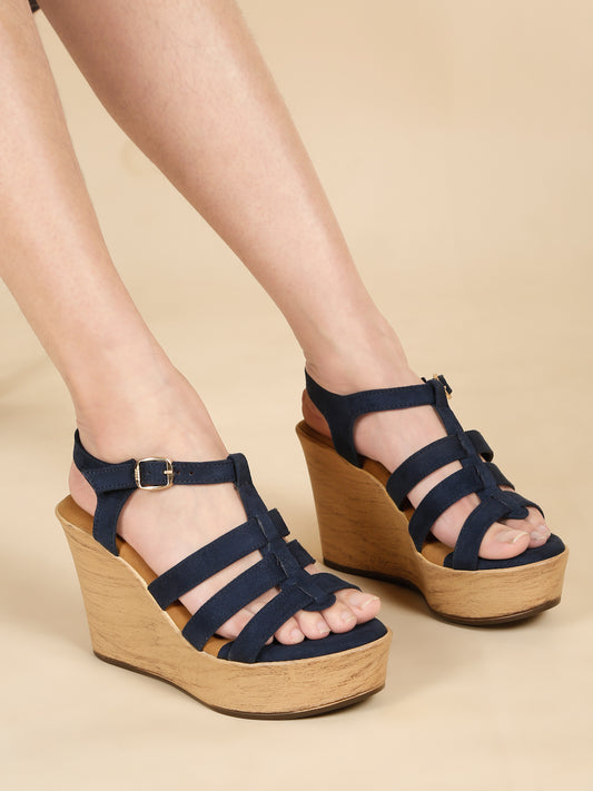 Wedge Sandals with Suede Upper