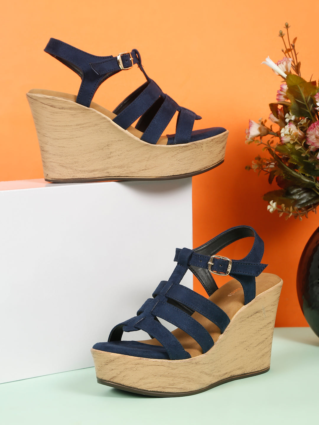 Wedge Sandals with Suede Upper