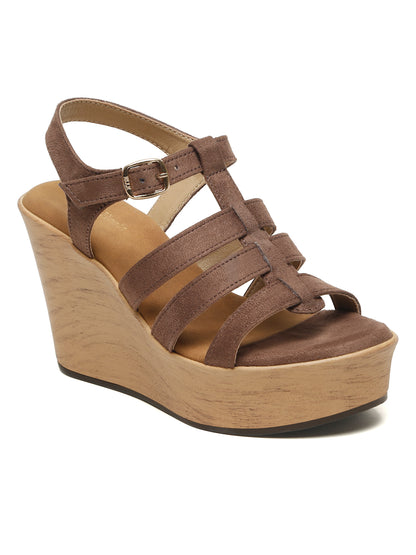 Wedge Sandals with Suede Upper