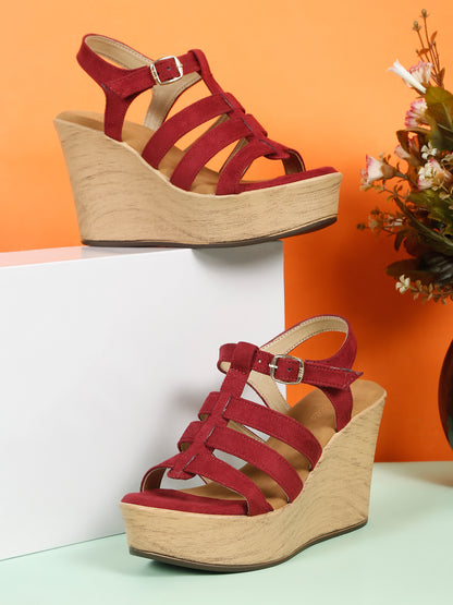 Wedge Sandals with Suede Upper