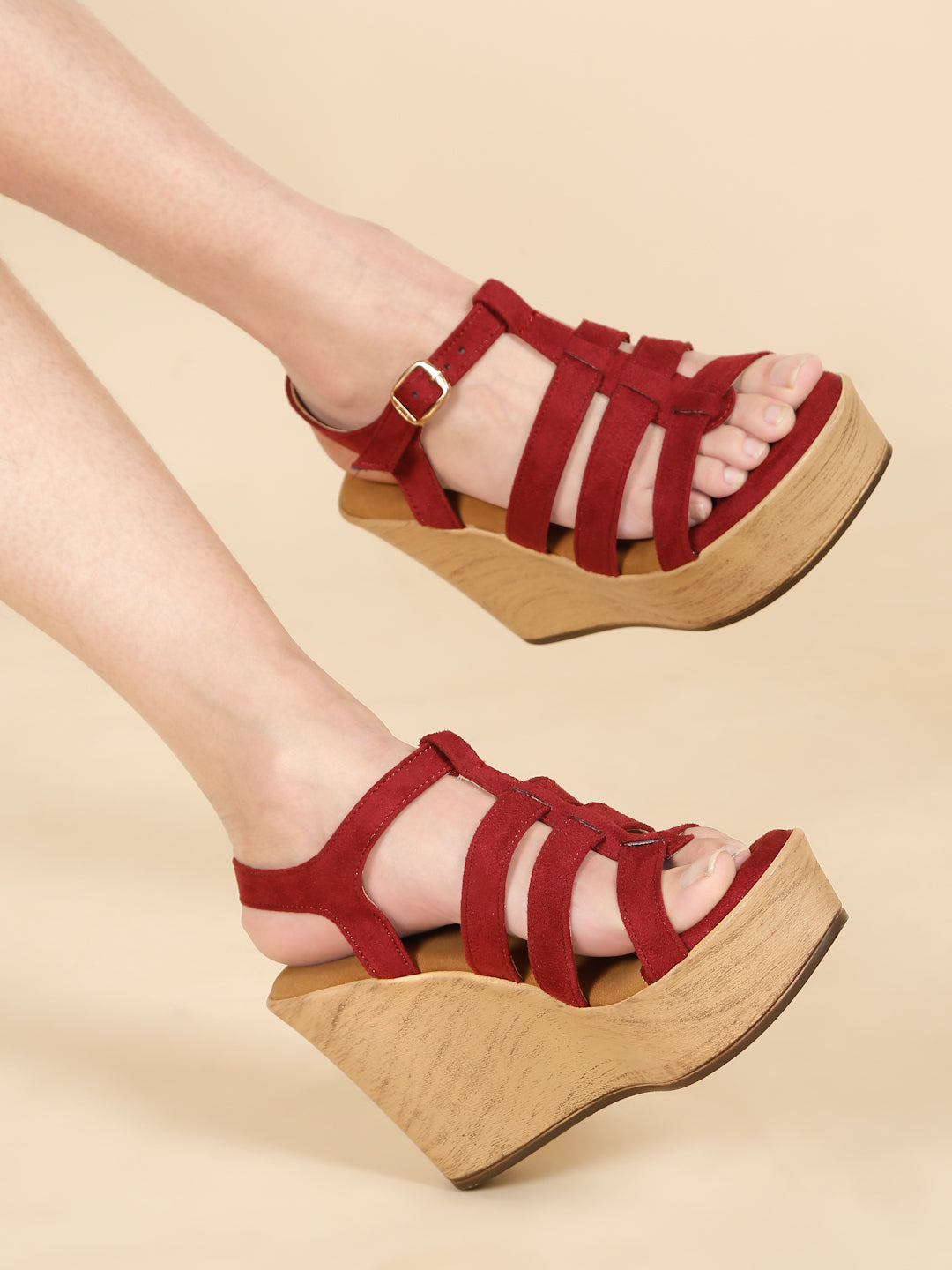 Wedge Sandals with Suede Upper