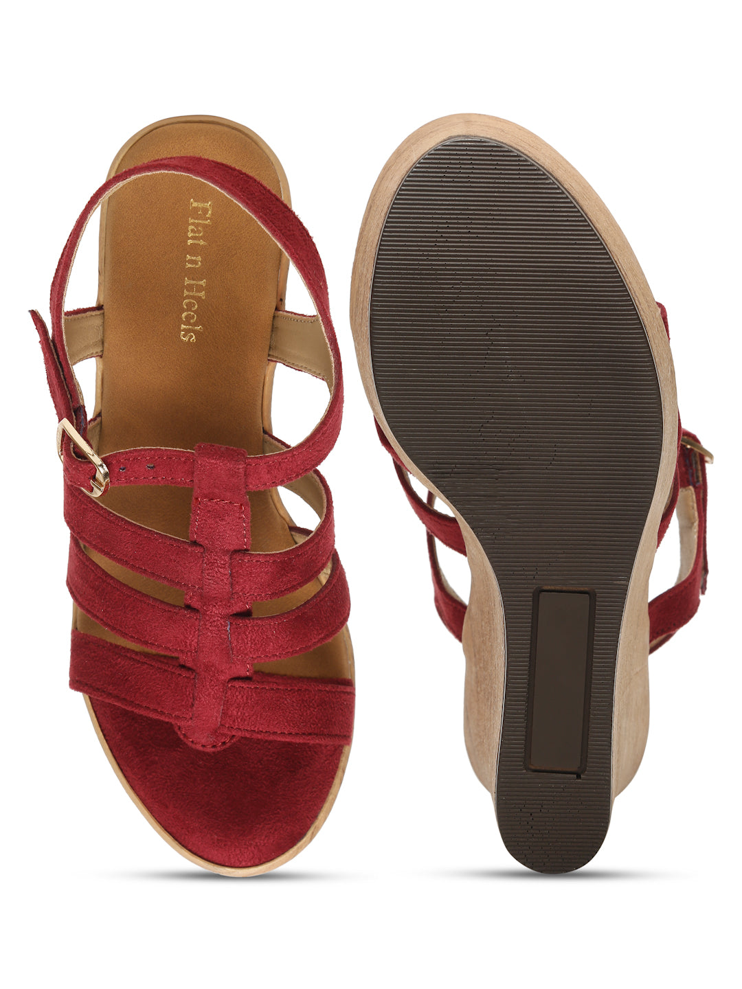 Wedge Sandals with Suede Upper