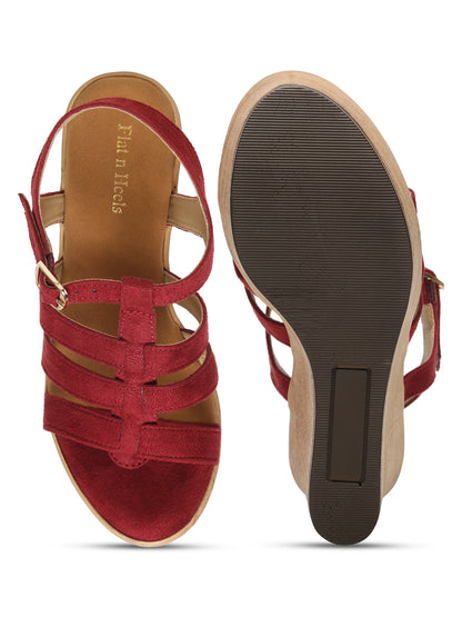 Wedge Sandals with Suede Upper