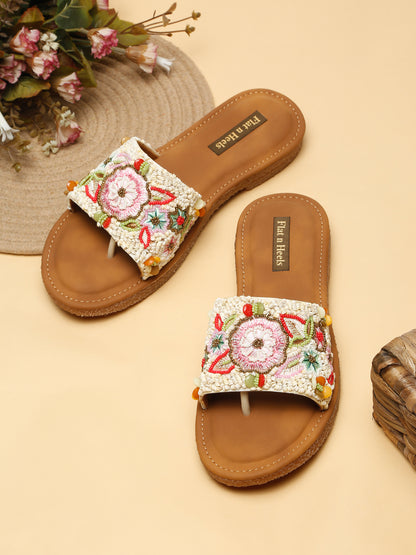 Open Toe & Black Flat Ethenic Style