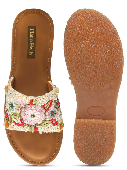 Open Toe & Black Flat Ethenic Style