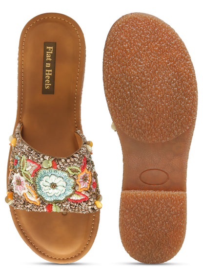 Open Toe & Black Flat Ethenic Style