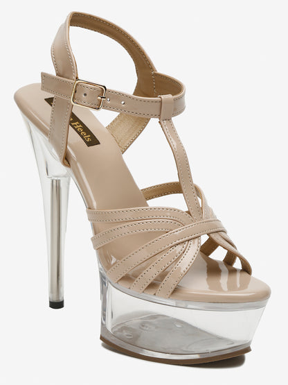 Stylish Clear Heel Platform Sandals | Flat N Heels