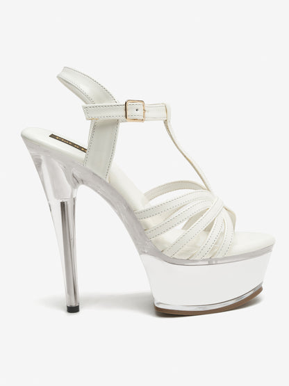 Stylish Clear Heel Platform Sandals | Flat N Heels