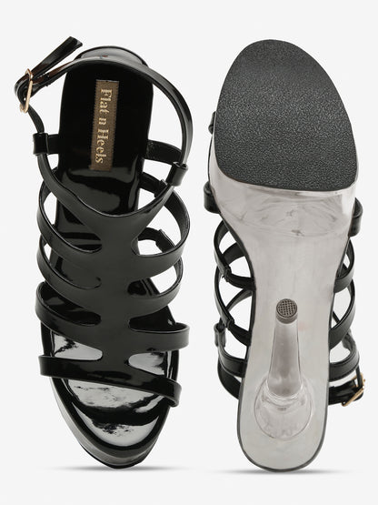 Stylish Clear Heel Platform Sandals with Straps