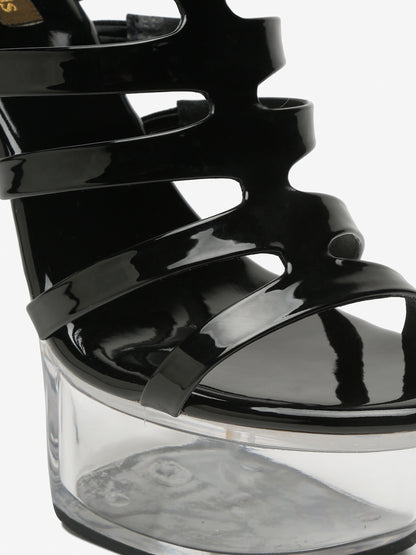 Stylish Clear Heel Platform Sandals with Straps