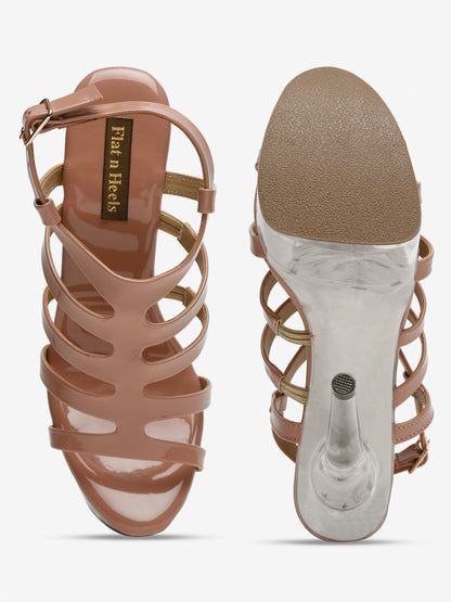 Stylish Clear Heel Platform Sandals with Straps