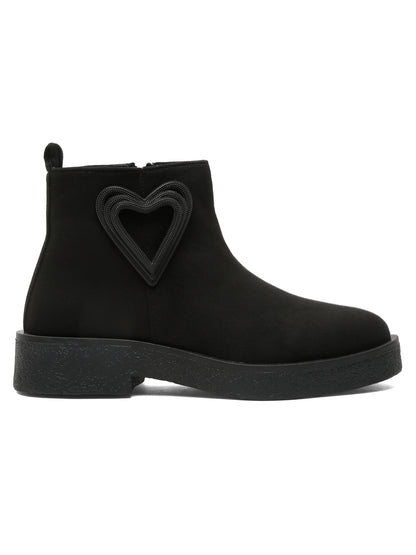 Heart Ancle black embellished boots – Trendy & Comfortable Black Boots