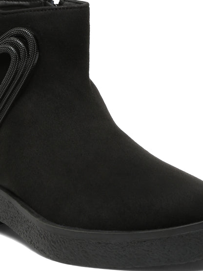 Heart Ancle black embellished boots – Trendy & Comfortable Black Boots