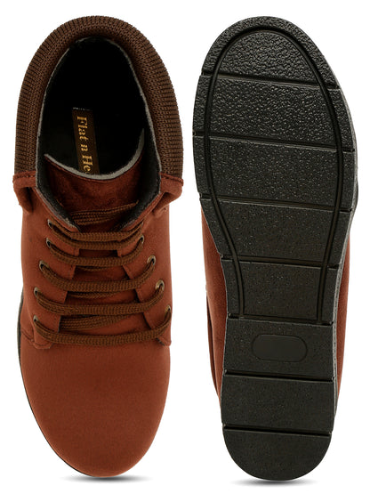 Trendy Tan Ankle Boots for Women - Stylish & Comfortable Footwear By Flat N Heels