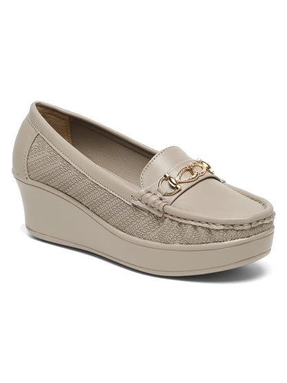 Flat n Heels Women's Grey Slip-On Loafers