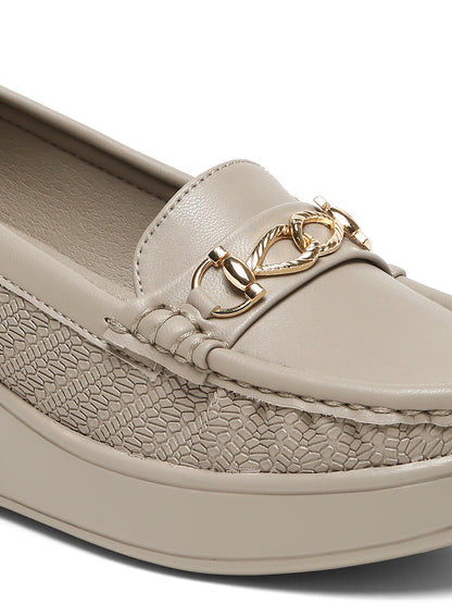 Flat n Heels Women's Grey Slip-On Loafers