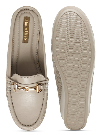 Flat n Heels Women's Grey Slip-On Loafers