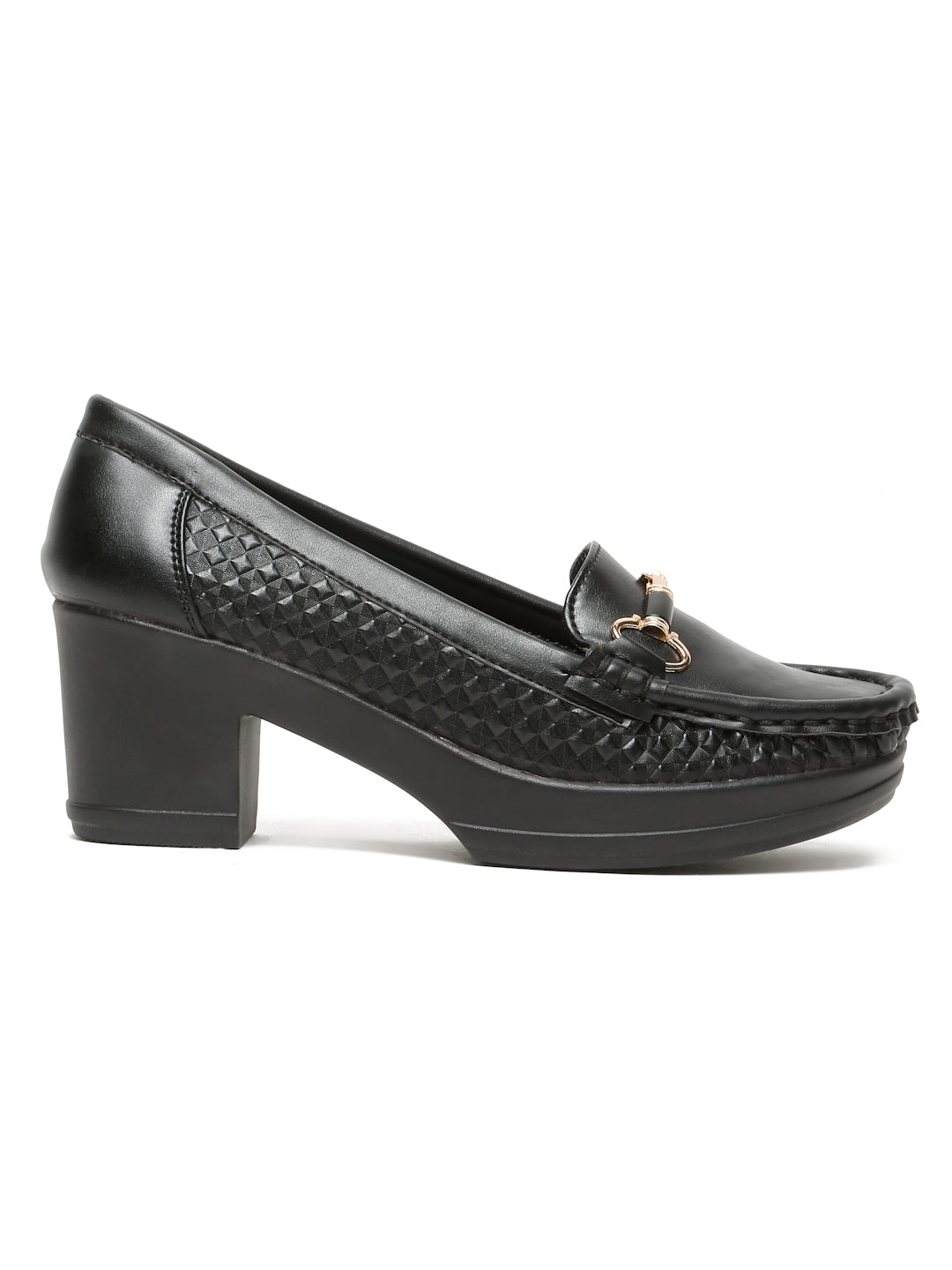 Flat n Heels Women's Black Slip-On Loafers