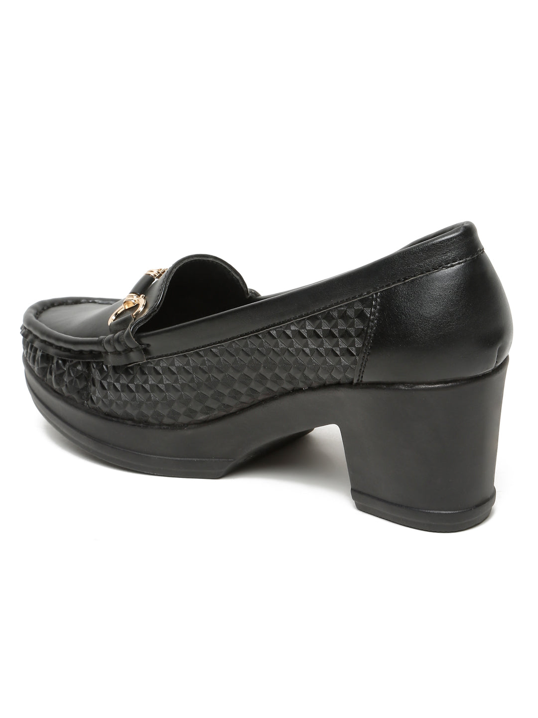 Flat n Heels Women's Black Slip-On Loafers
