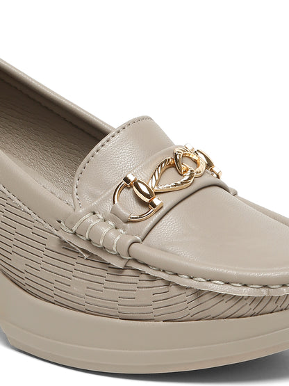 Flat n Heels Women's Grey Slip-On Loafers