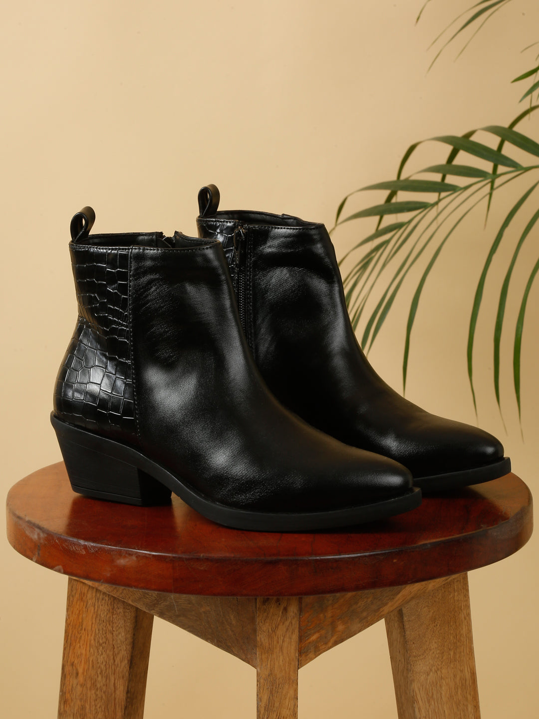 Stylish Black Ankle Boots  | Flat N Heels