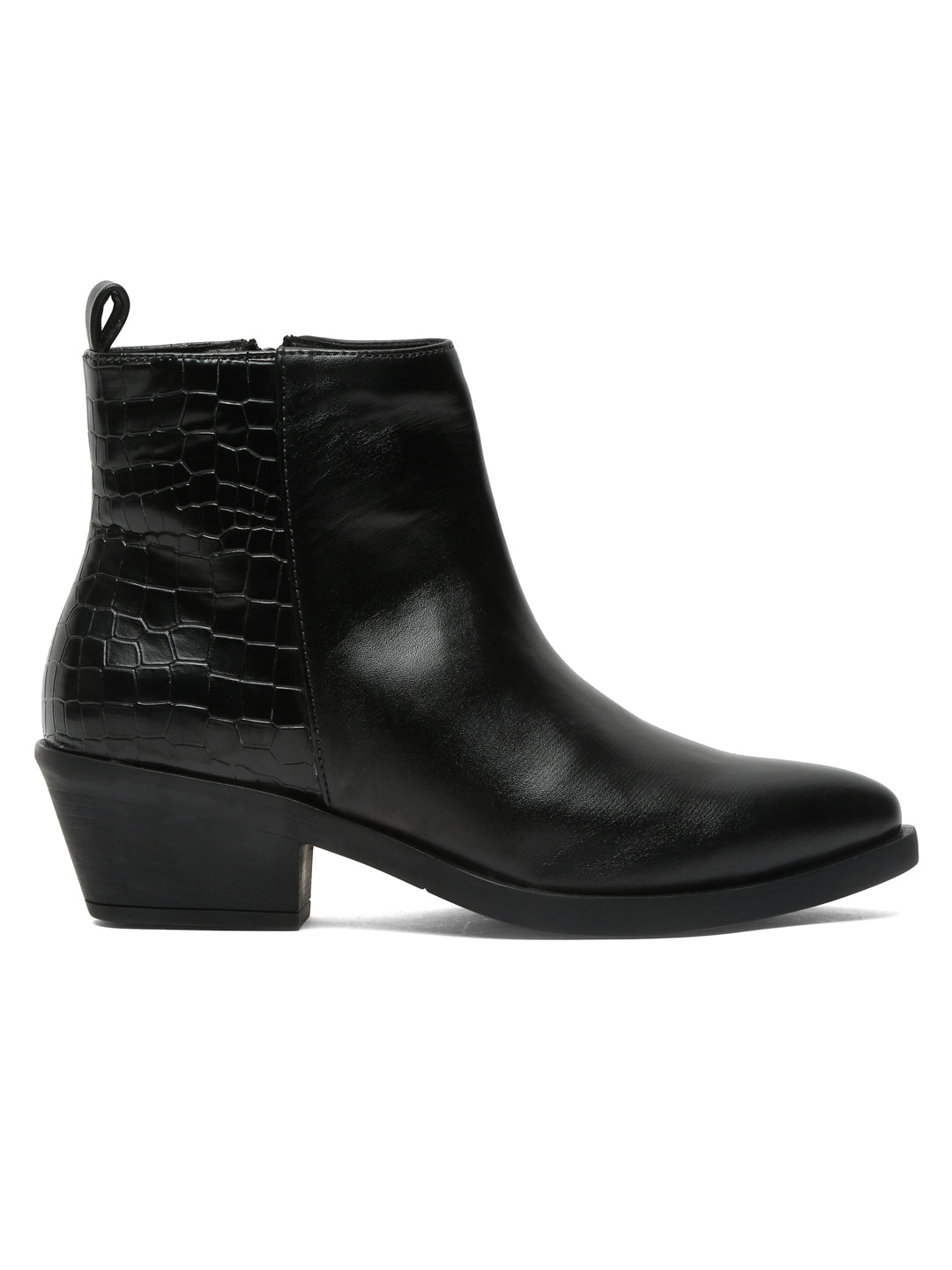 Stylish Black Ankle Boots  | Flat N Heels