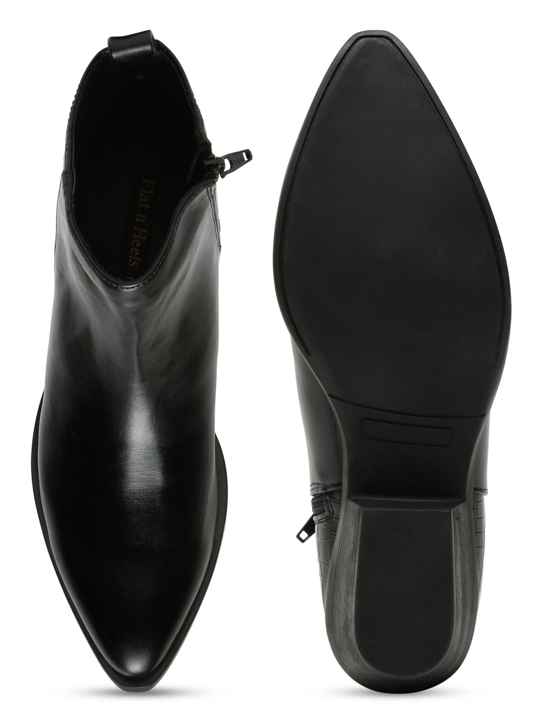 Stylish Black Ankle Boots  | Flat N Heels